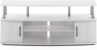 Furinno JAYA Large Entertainment Stand for TV Up to 55 Inch, White Oak/Chrome