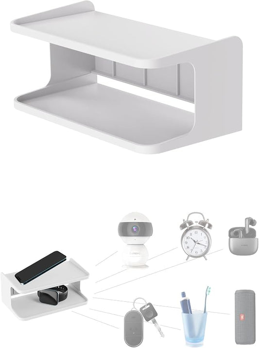 Bedside Shelf Accessories Organizer for Bedroom Bedside Wall Organizer Universal Bedside Shelf Wall Mount for Glasses/Remote/Earphone/Cell Phone and More (White)