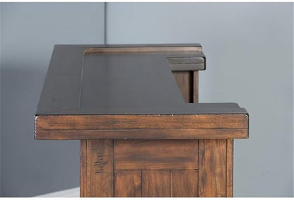 Sunny Designs Tuscany 78" Farmhouse Wood Bar Unit in Medium Brown