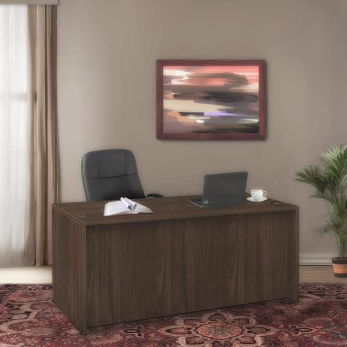Regency Legacy 66 x 30 in. Office Desk with Double Full Pedestal- Neo Walnut