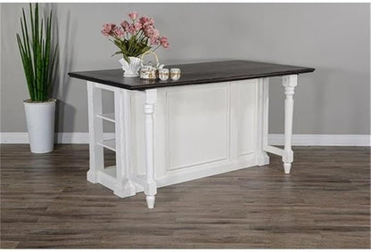 Pemberly Row Wood Kitchen Cart in Espresso (36" H x 71.5" W x 38" D) for Kitchen, Dining Room with Adjustable Shelves, 13" Drop Leaf, Easy Assembly