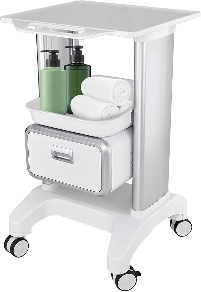 Portable Professional Medical Trolley Cart Load 130 Lbs with Drawers and Silent Wheels for Beauty SPA Home Hospital Office Medical Clinic