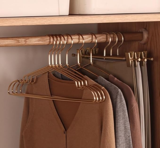 Premium Matte Golden Aluminum Coat Hangers 20 Pack, 16.2” Extra Smooth & Durable Metal Shirt Dress Hanger,Aluminum Alloy Hanger,Clothing Support,Clothing Hang