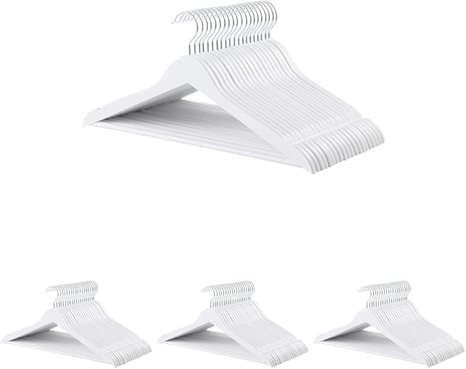 Amazon Basics Durable Wooden Clothes Hangers, 80-Pack, White