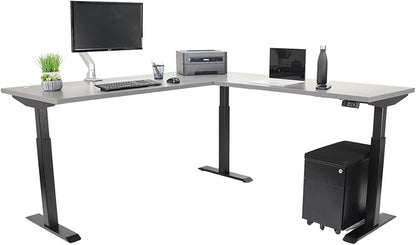 Lift It, Electric Sit Stand Adjustable Height 72"x24" I 48"x24" L-Shape Office Desk for Office or Home, Dual Motor, 4 Memory Digital Control with USB Charging, Charcoal Pattern Top and Black Frame