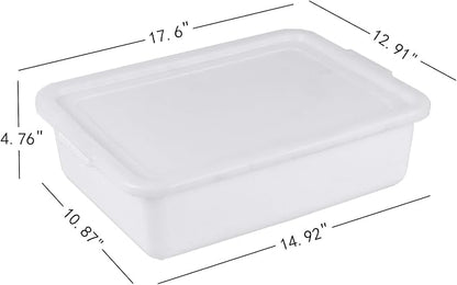 3-Pack 13 L Plastic Commercial Bus Tub with Lid, Restaurant Dish Tub, White
