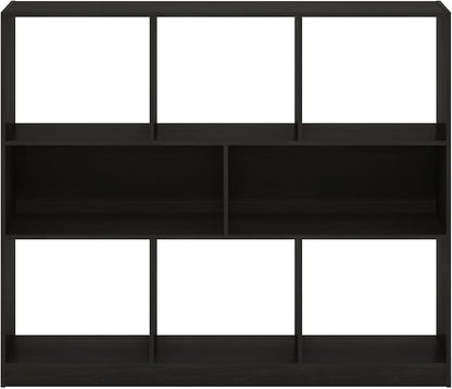 Furinno DALY Book Shelf, 8-Cube Bookshelf, Horizontal Cube Storage Organizer Bookcase, 10.9 x 47.2 x 39.4, for Living Room, Bedroom, Home Office, Espresso