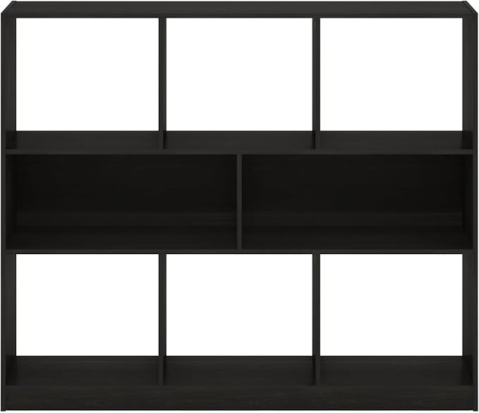 Furinno DALY Book Shelf, 8-Cube Bookshelf, Horizontal Cube Storage Organizer Bookcase, 10.9 x 47.2 x 39.4, for Living Room, Bedroom, Home Office, Dark Espresso