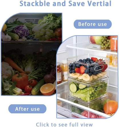 Transparent PET Fruit Draining and Washing colander food storage boxes plastic cookie containers refrigerator organizers (2, Square)
