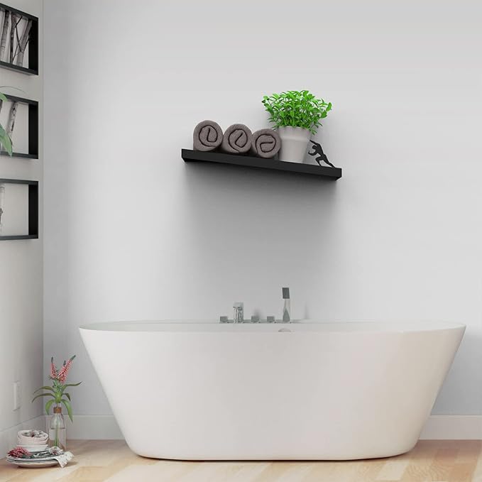 Artori Floating Toilet Paper Shelf Storage - Bathroom Wall Decorations, Tilted Wall Toilet Paper Holder, Mounted Toilet Decor Organizer for Tissue Rolls, Wipes, Towels, & More - Sisyphus Black