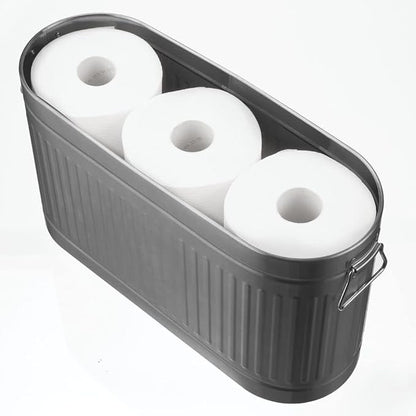 mDesign Large Steel Free Standing Toilet Paper Organizer, 6-Roll Tissue Storage Holder Container Bin for Bathroom Floor, Fits Under Sink, Vanity, Shelf, In Cabinet, Corner, Oscar Collection - Graphite
