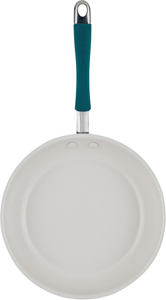 Rachael Ray Cucina Ceramic Cookware Set - 13 Pieces - Ceramic Pots and Pans Set w/Nonstick Frying Pans, Saute Pan, Saucepans, Stockpot, Lids, Pan Protectors - Marine Blue