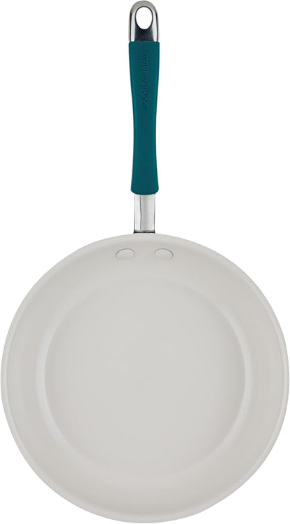 Rachael Ray Cucina Ceramic Cookware Set - 13 Pieces - Ceramic Pots and Pans Set w/Nonstick Frying Pans, Saute Pan, Saucepans, Stockpot, Lids, Pan Protectors - Marine Blue