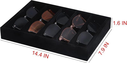 Bedside Organizer Tray, Desktop Storage Tray for Jewelry, Sunglass, Phone, Watch, Perfume,Lipstick, Nightstand Desk-top Catchall, Multi-use Holder for Desk Drawer (Black 5Grid)