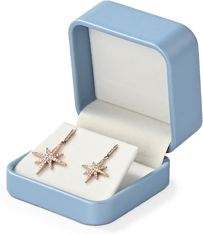 Leather Earring Gift Box Jewelry Gift Boxes Earrings Case Showcase Display for Birthday, Wedding, Mother's Day, Valentine's Day Gifts(Blue)