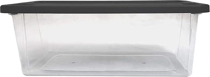 HOMZ 10-Pack Snaplock, Small Clear Plastic Storage Organizer Bins w/Lids, 6 Quart, Gray - Stackable Container Boxes for Bedroom, Bathroom, Garage, and Office Organization