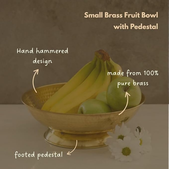 Gold Brass Fruit Bowl for Kitchen Counter, Decorative Bowl, Table Centerpiece, Kitchen Storage, Home Decor, Brass Home Accessories, Pedestal Bowl, Gold Finish, 12" wide (Small 12" Dia)