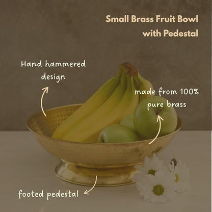 Gold Brass Fruit Bowl for Kitchen Counter, Decorative Bowl, Table Centerpiece, Kitchen Storage, Home Decor, Brass Home Accessories, Pedestal Bowl, Gold Finish, 12" wide (Small 12" Dia)
