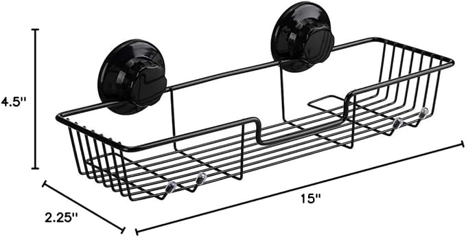 SANNO Suction Cups Shower Caddy, Bathroom Storage Combo Organizer,Rustproof Wire Basket for Kitchen Bathroom Accessories - Stainless Steel,Black