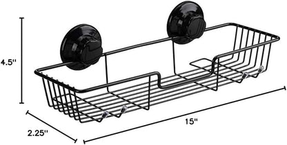 SANNO Suction Cups Shower Caddy, Bathroom Storage Combo Organizer,Rustproof Wire Basket for Kitchen Bathroom Accessories - Stainless Steel,Black