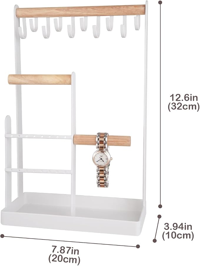 ProCase Cute Jewelry Stand, Aesthetic Jewelry Organizer for Dresser Vanity, Jewelry Holder Display for Necklaces Earrings, Gifts for Teen Girls Women, Bedroom Dorm Decor -Medium, White