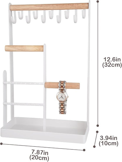 ProCase Cute Jewelry Stand, Aesthetic Jewelry Organizer for Dresser Vanity, Jewelry Holder Display for Necklaces Earrings, Gifts for Teen Girls Women, Bedroom Dorm Decor -Medium, White