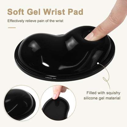 Soft Mouse Wrist Rest Pad Comfortable Cool Silicone Gel Ergonomic Cushion Small-Sized Hand Pain Relief Support Pad with Gel-Filled for Laptop Computer Office & Home (Black)