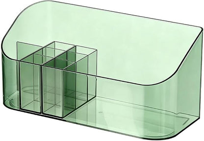 Makeup Tray Holder Organizer Cosmetic Display Case Tabletop Desktop Vanity Countertop Bathroom Wall Cabinet Medicine Storage Box 9 Dividers 2 Removable Women Ladies Girls Gifts Crystal Green 1 PACK