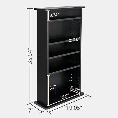 ZENY Multimedia Storage Cabinet DVD Rack Book Shelf Organizer Stand Audio Media Tower, 36" X 19" X 7" Black
