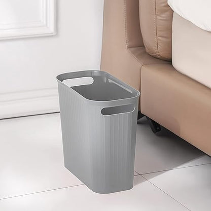 rejomiik Small Trash Can, 3.5 Gallon Garbage Can, Slim Waste Basket, Plastic Trash Bin Container with Handles for Bathroom, Bedroom, Home, Office, Dorm Room, Kitchen, Rectangular, Gray, 1 - Pack