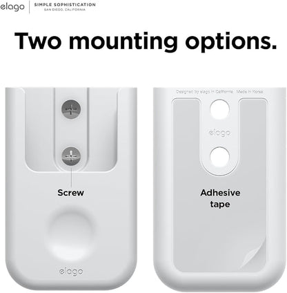 elago Universal Remote Holder Mount Compatible with Apple TV and All Other Control Devices - Adhesive Tape or Screw Mounting Options, Available Wired Charging [Small] [3rd & 2nd Gen] [White]