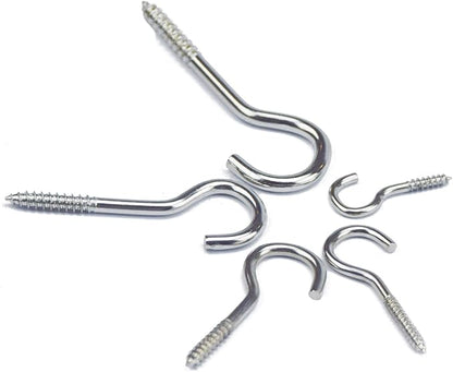 125 Pieces of Screw Cup Hook Set 5 Sizes Ceiling Small Hooks Wardrobe Decoration Hanging Accessories for Hanging Outdoor or Indoor use (0.98" 1.41" 1.57" 1.96" 2.36") (Silver)