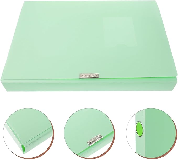 WOONEKY Pastel Color Thickened File Storage Box Portable Document Organizer Case with Capacity PP Material Folder Organizer for Office and Home Use Reusable File Holder in Light Green