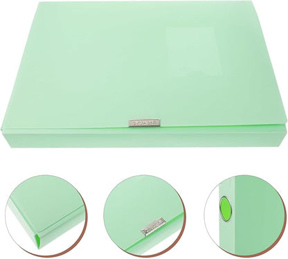 WOONEKY Pastel Color Thickened File Storage Box Portable Document Organizer Case with Capacity PP Material Folder Organizer for Office and Home Use Reusable File Holder in Light Green