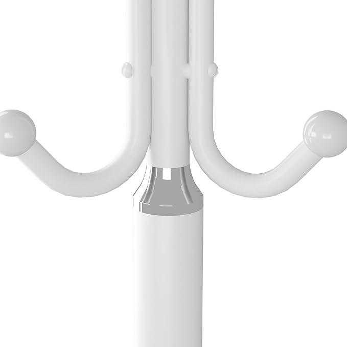 HOMEFORT Coat Rack Stand, Freestanding Coat Tree with Natural Marble Base, Metal Hall Tree with 12 Hooks for Hanging Hat, Clothes, Bag, Entryway Storage Organizer, White