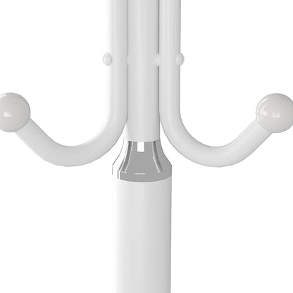 HOMEFORT Coat Rack Stand, Freestanding Coat Tree with Natural Marble Base, Metal Hall Tree with 12 Hooks for Hanging Hat, Clothes, Bag, Entryway Storage Organizer, White