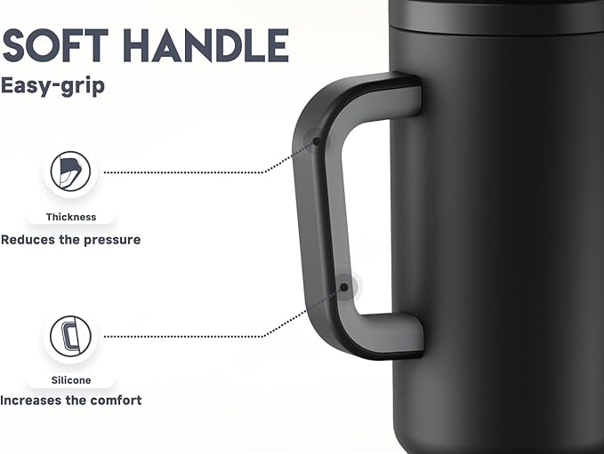 Meoky 50 oz Tumbler with Handle, Tumbler with Lid and Straw, Insulated Stainless Steel Travel Mug, 100% Leak-proof, Keeps Cold for 36 Hours or Hot for 12 Hours (Night)