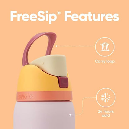 Owala FreeSip Insulated Stainless Steel Water Bottle with Straw for Sports and Travel, BPA-Free, 32 Ounce, Candy Store