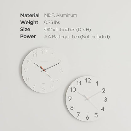 mooas 3D Numbers Modern Wall Clock, 12" Silent Non-Ticking Sweep Movement Decorative Battery Operated Analog Wall Clock for Home Décor Living Room Kitchen Bedroom Office School Hotel (Cream)