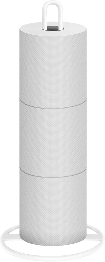 Toilet Paper Holder Stand, OBODING, White Freestanding Toilet Paper Holder for Storing 3 Rolls of Toilet Papers (White)