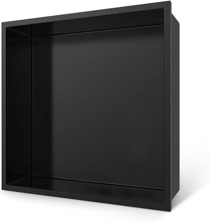 Shower Niche 12 x 12, Matte Black Stainless Steel Shower Niche Shelf Recessed for Bathroom Storage No Tile Needed Over Mount Installation