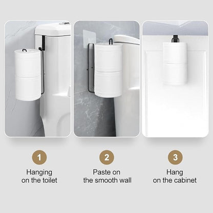 Black Bathroom Toilet Paper Roll Holder for 2 Roll Tissue, Brushed Nickel,Over The Tank Toilet Paper Holder,Self Adhesive Wall Mount,Stainless Steel Toilet Paper Holder Storage 2pcs
