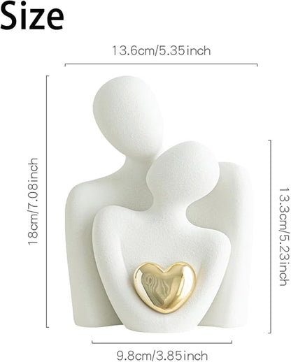 GJFASGF Ceramic Couple Statue - Modern Shelf Decor Knick Knacks for Shelves, Valentine's Day Wedding Gifts, Home Decor for Living Room, Bedroom, Bookshelf & TV Stand (L)