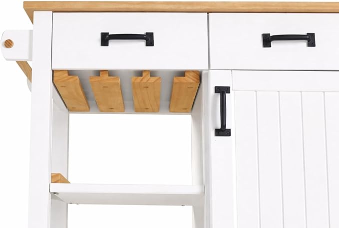 From the Tree Furniture Modern Kitchen Island Cabinet with Convenient Storage Drawers - Solid Pine Wood Coffee Bar Cart, 31" Storage & Organization Solution - Practical Kitchen Cabinet