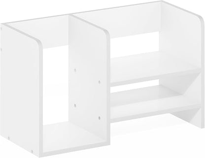 Furinno Hermite Desk Organizers and Accessories with File Holder, Office Organization, Desk Top Book Shelf, for Office Supplies, Office Desk Accessories, Plain White