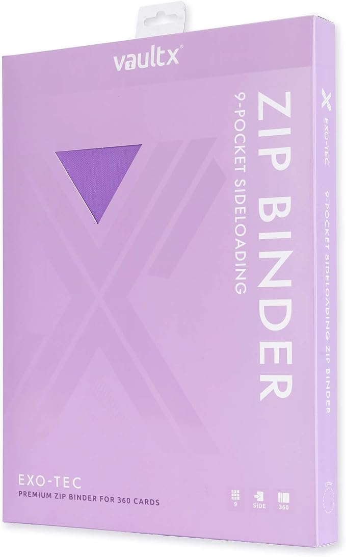 Vault X 9 Pocket Zip Binder, 360 Cards, Exo-Tec Material, 20 Side-Loading Pages (Purple)
