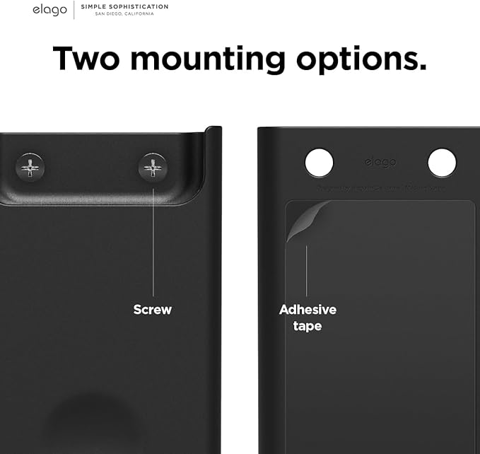 elago Universal Remote Holder Mount Compatible with Apple TV Remote and All Other Remote Controls - Adhesive Tape or Screw Mounting Options, Available Wired Charging [Medium] [Black]