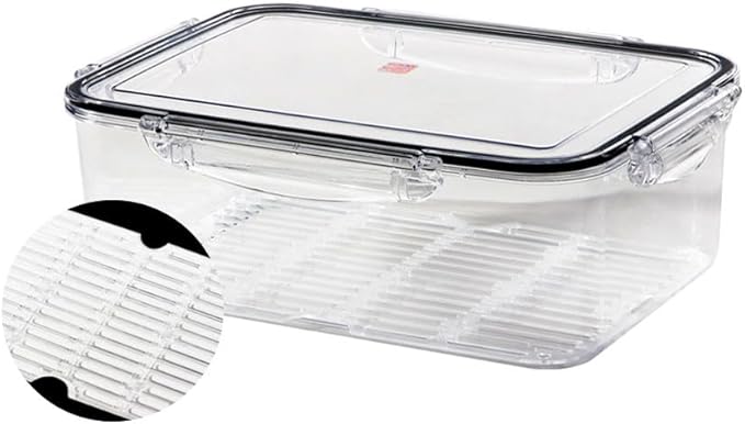 Airtight Food Storage Container With Lid (101.4 oz, With Removable Drain Tray)-BPA-Free | Dishwasher, Microwave & Freezer Safe | Leak-Proof Lids | Kimchi Storage Container | Fresher Food