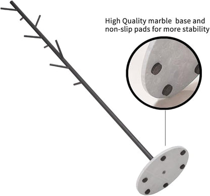 Metal Coat Rack Freestanding Stand Tree with Stable Marble Base Modern Minimalist Hat Jacket Hanger Stand for Bedroom Office Entryway
