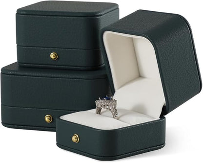 Ring Box, Leather Ring Case,Premium Mens Jewelry Box,Luxury Ring Box For Proposal,Dark Green Ring Boxes
